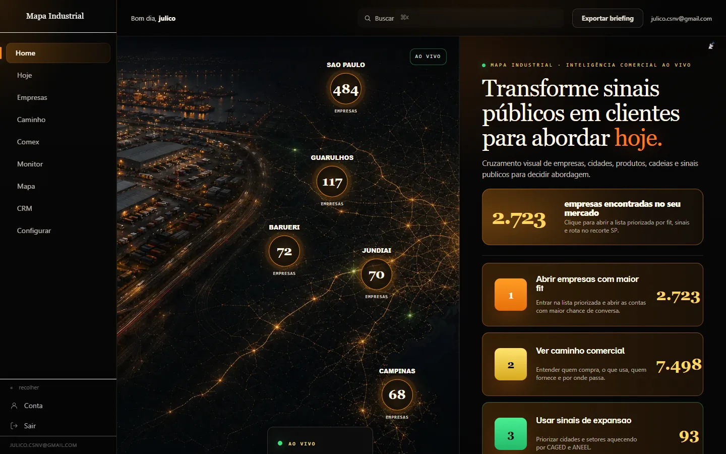 Home real do portal Mapa Industrial